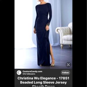 Christina Wu Navy dress size 6 (style 17851).